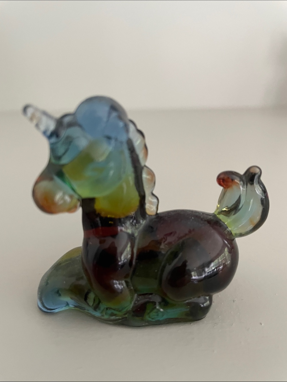 Handmade Multicolor Glass Unicorn Figurine